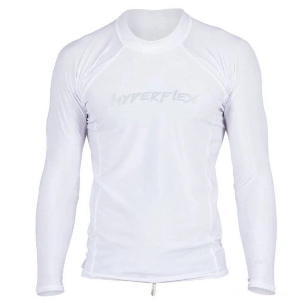 Hyperflex Men's Rashguard Loose Fit Long Sleeve 50+ UV Protection White 2XL